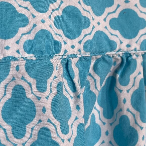 Crown & Ivy Womens XL Blue White Boho Blouse Long Sleeve Lace Trim Top - Picture 12 of 12